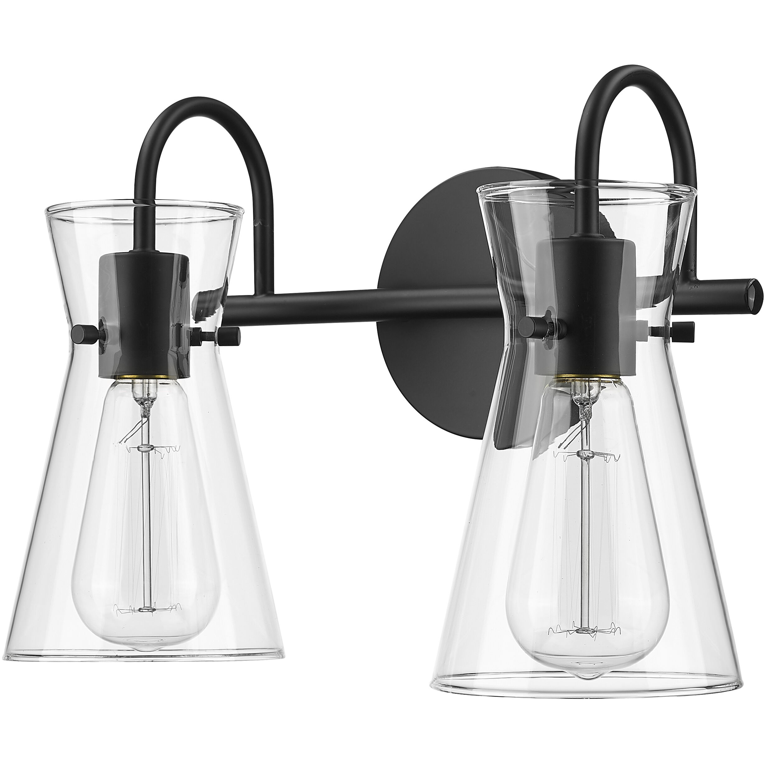 Camellia 2 Light 13.4 inch Matte Black Bathroom Vanity Light Wall Light